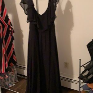 Black chiffon maxi cold shoulder